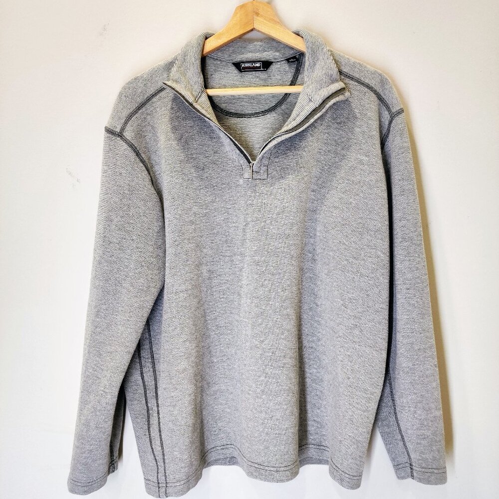 Men's Kirkland Signature 1/4 Zip Pullover Collared Sweater | Cotton | Large